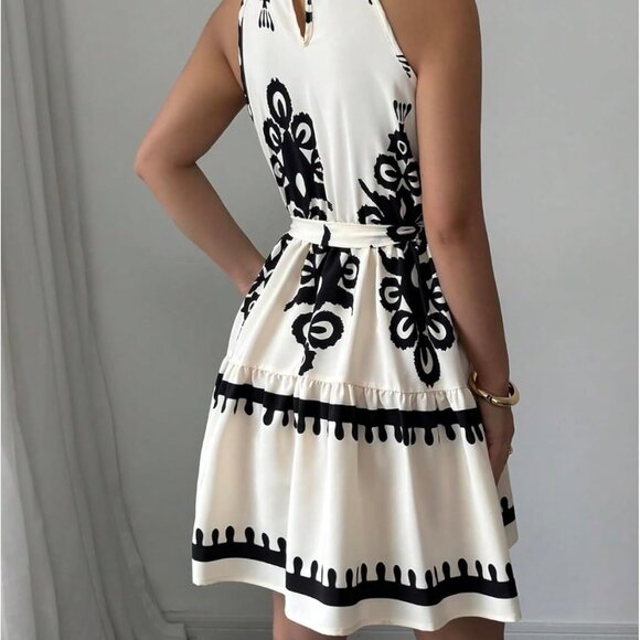 Women's Boho Flowy Mini Dress Sleeveless Summer Beach Vacation Dress - Picture 2 of 5